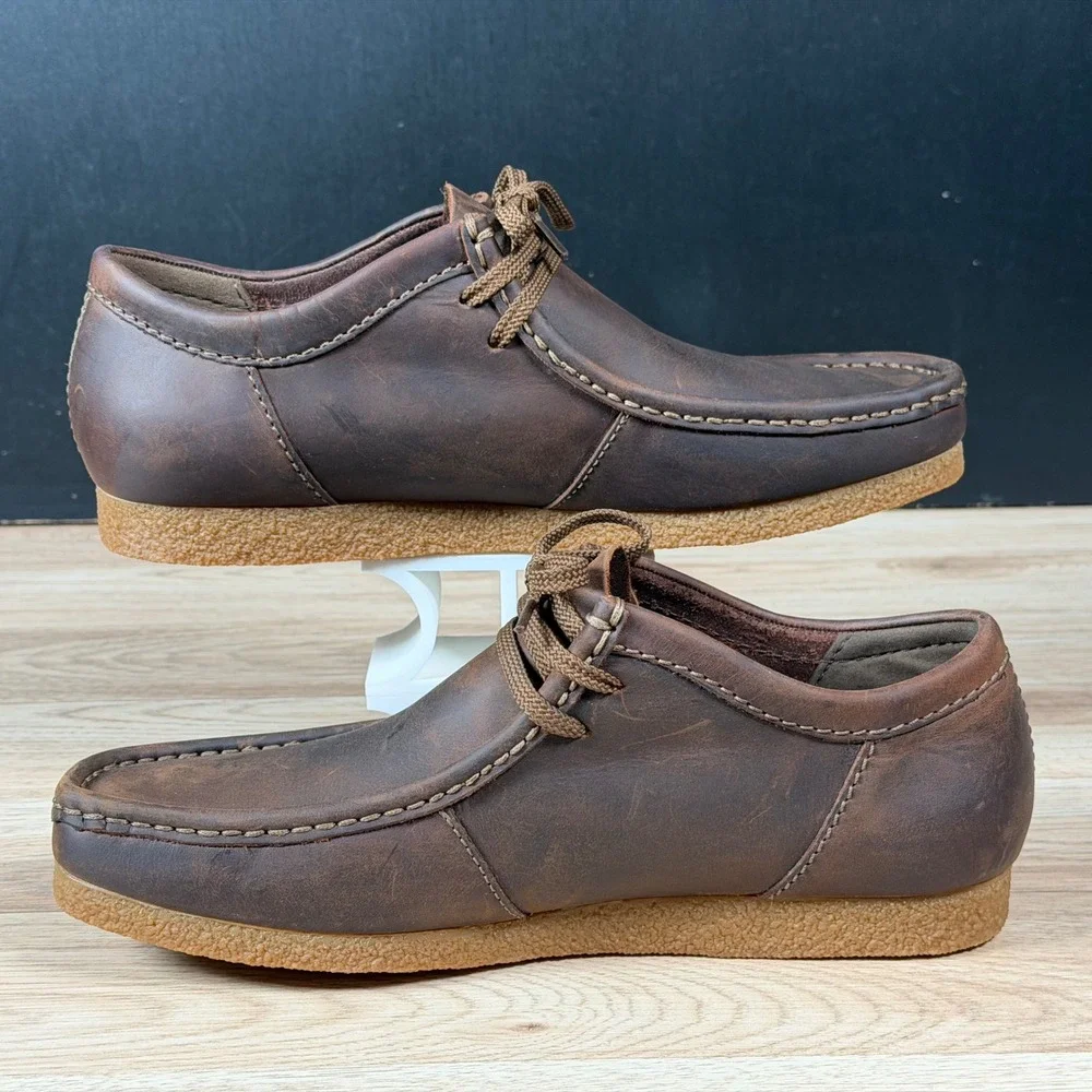 Clarks Shacre II Run Shoes Mens Size 11 Brown Leather Wallabee Moc Toe Beeswax